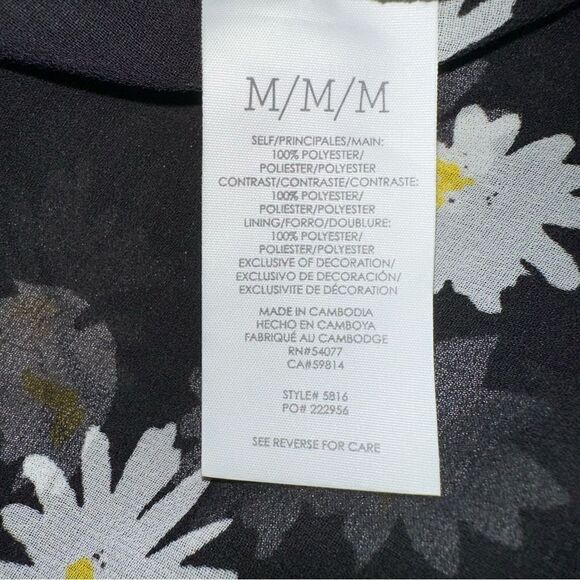 cAbi 5816 Kimono‎ Women's Medium Black Daisy Floral Short Sleeve Sheer Boho Wrap - Picture 9 of 12
